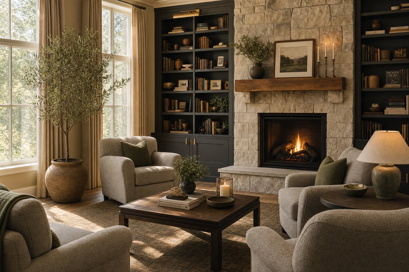 A quiet library space inside a Senioa Life community